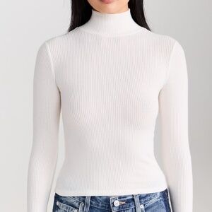 perfectwhitetee Women's Long Sleeve Ribbed Tee - White